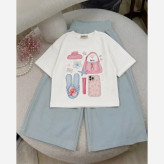 ست تیشرت شلوار دخترانه لنین کتان لطیف و باکیفیت مناسب 4 تا 12 سال بدون آبرفت