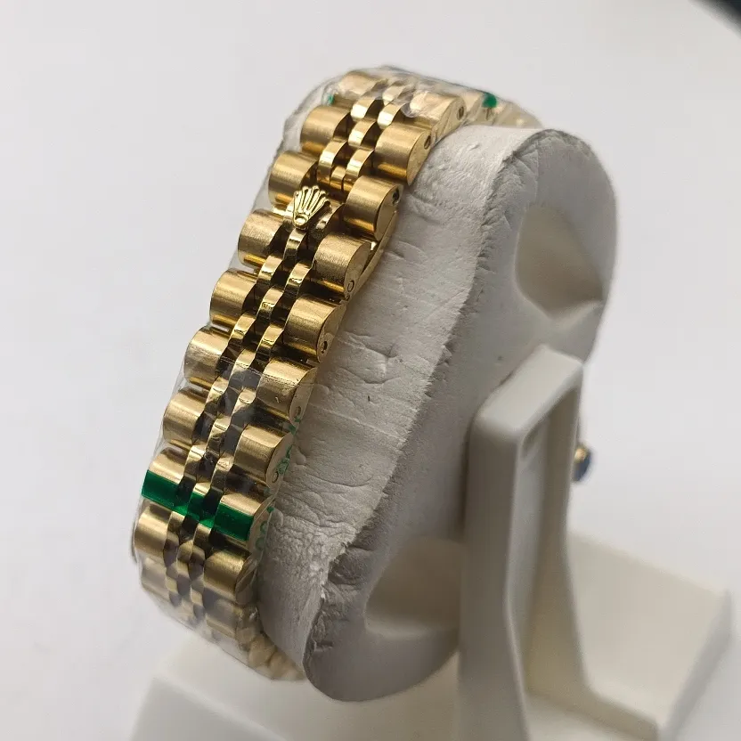 ساعت زنانه رولکس دیت جاست طلایی صفحه مشکی نگین دار مسترکوالیتی