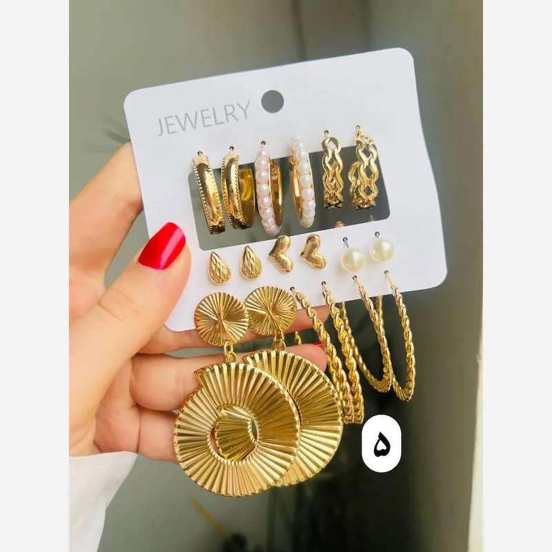 پک اقتصادی گوشواره مدل قلب 9 عددی