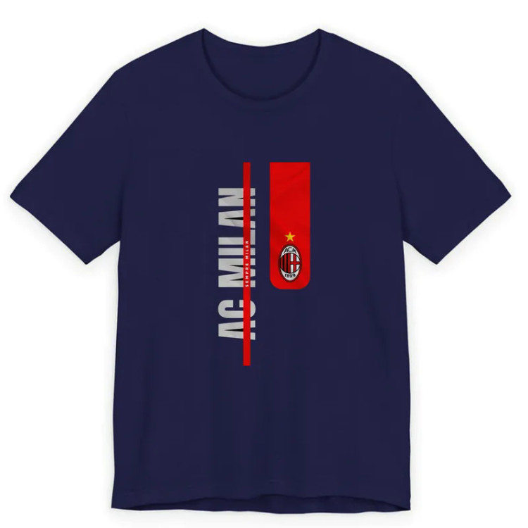 تیشرت آستین کوتاه یقه گرد مردانه پاد آفرین مدل فوتبالی آث میلان طرح حروف نخ مناسب فصل بهار تابستان پاییز زمستان