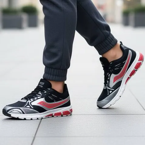 کفش کتانی مردانه ساکونی نیو فیس مشکی قرمز رویه مش و چرم مصنوعی زیره ایربولینگ