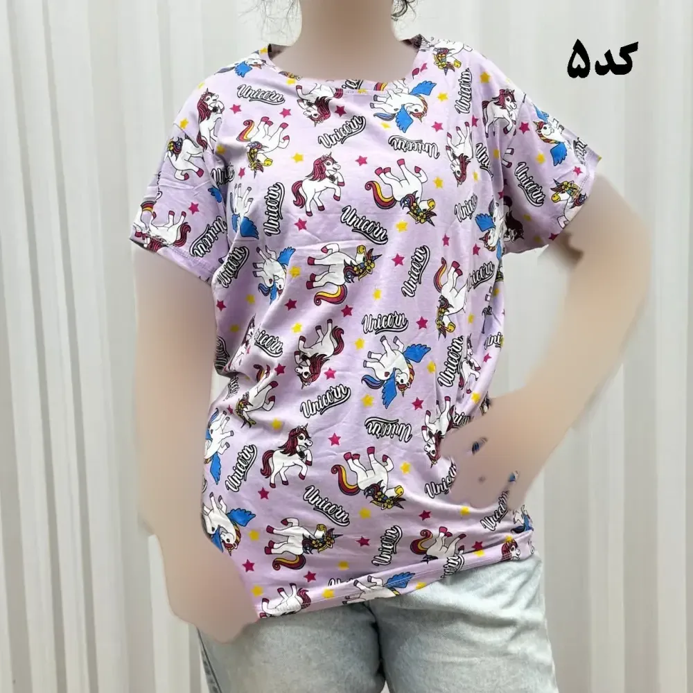 تیشرت طرحدار نخ پنبه زنانه و دخترانه اچ اند ام