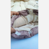 کاپشن بچگانه وارداتی تدی پشم شیشه مخملی رنگ قهوه ای و کرم