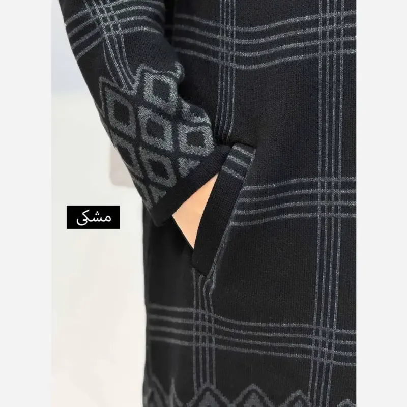 مانتو بافت بلند سایز بزرگ یقه آرشال