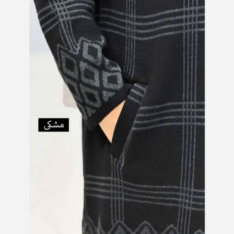 مانتو بافت بلند سایز بزرگ یقه آرشال
