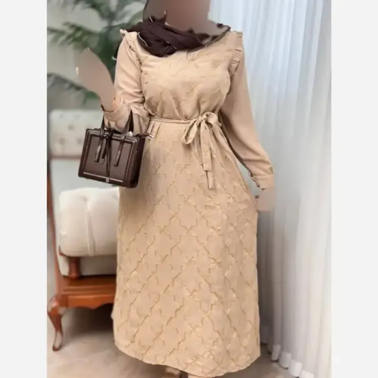 پیراهن مانتویی زنانه اسکادا طلاکوب مدل ساحل سایز بزرگ