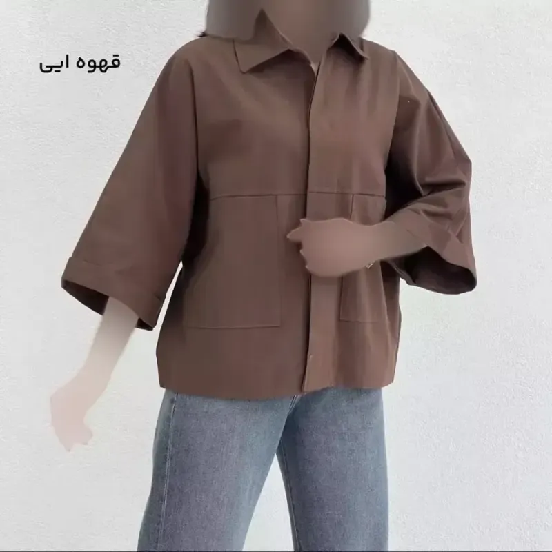 شومیز باکسی دوجیب لینن پنبه مدل دلبهار فری سایز