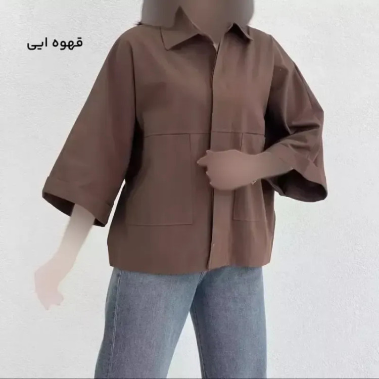 شومیز باکسی دوجیب لینن پنبه مدل دلبهار فری سایز