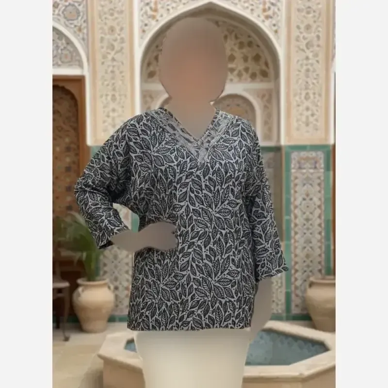 شومیز نگین دار کیمانو مدل تابان ژاکارد ویسکوز سایز بزرگ