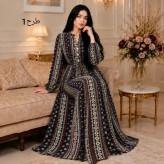 پیراهن بلند آسلین زنانه الیزه طرح دار سایزبندی 1 و 2