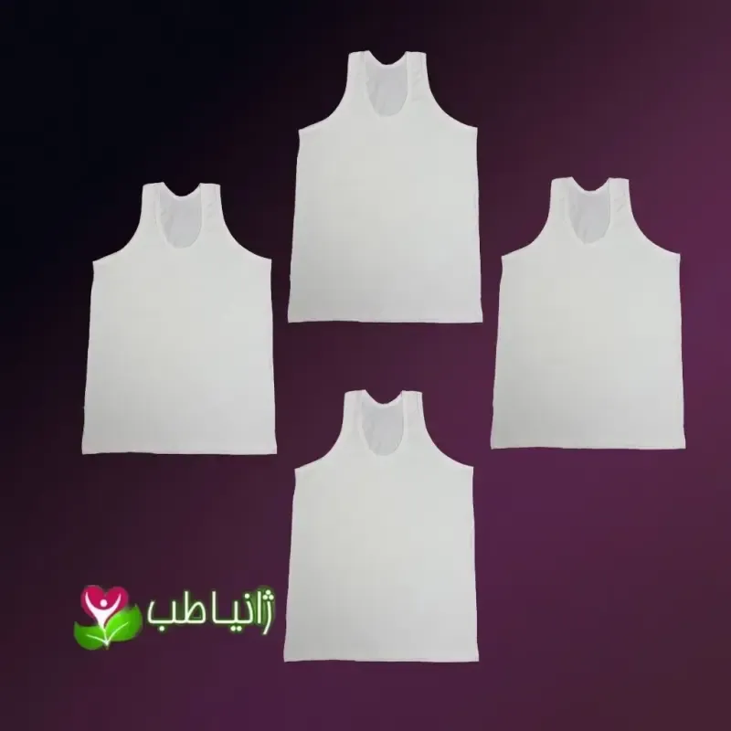 پک 4 عددی زیرپوش رکابی مردانه نخی الیاف طبیعی ژانیاطب سایز M تا 3XL رنگ کرم روشن