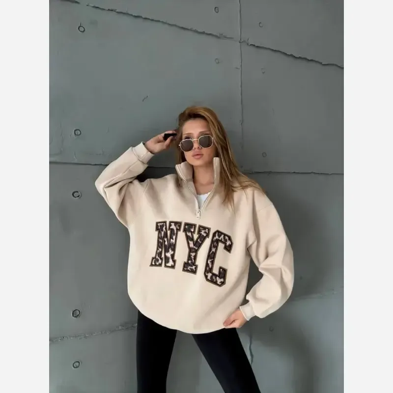 دورس نیم زیپ NYC پلنگی اسپان داخل کرکی فری سایز